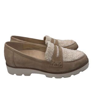 Vionic Cheryl II Lug Penny Loafer Nubuck‎ in shearling Sherpa Size 8.5